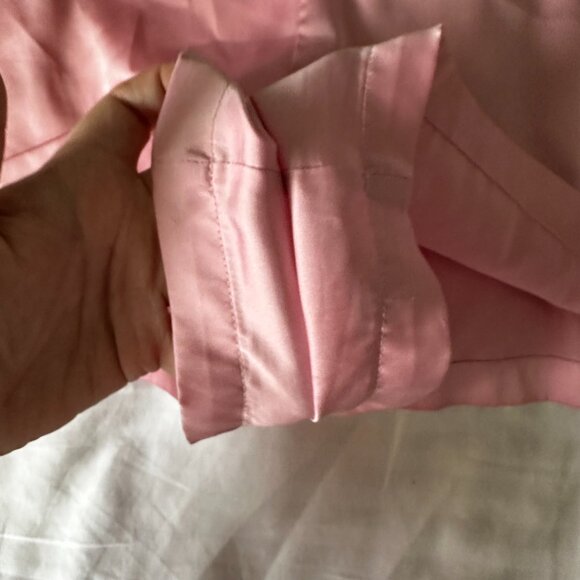 PJ SET - La Vie en Rose Satin Crop Button-Down Shirt and Satin Shorts Candy Pink - Picture 9 of 11
